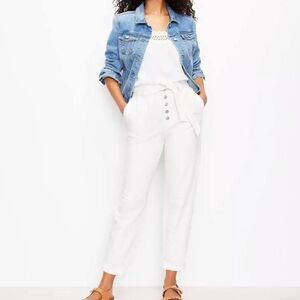 Loft White Paper Bag Slim Pants